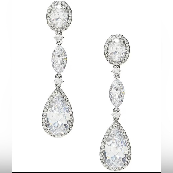 Nadri Oval Cubic Zirconia Crystal Linear Earrings
